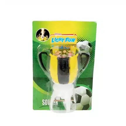 Vela modelo trofeo con pelota de fútbol