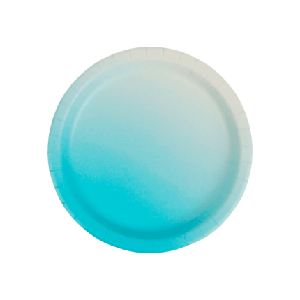 Plato Difuminado Celeste x8 Pcz