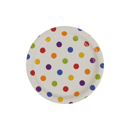 Plato De Puntos De Colores x8 Pcz