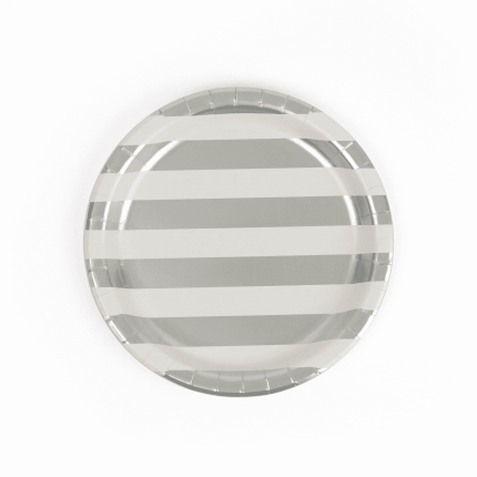 Plato De Rayas Plateadas x8 Pcz