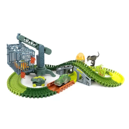 Pista de carros con dinosaurios