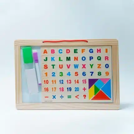 Pizarra de tiza líquida con abecedario y números