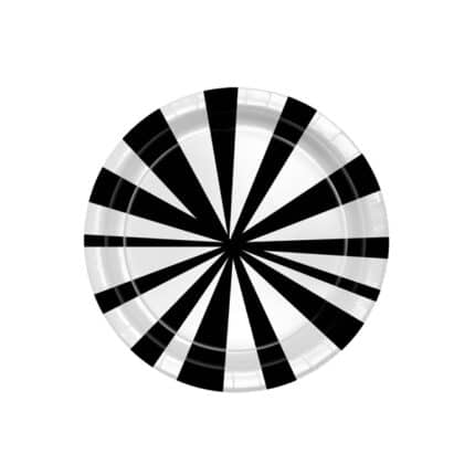 Platos de Rayas Blanco y Negro 7 Pulgadas (8 pcs)