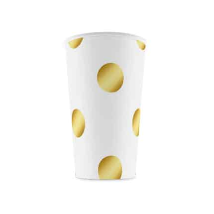 Vaso de Cartón con Círculos Dorados 9 Onzas 8 pcs