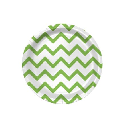 Platos de Cartón a Rayas Verdes 7 pulgadas (8 piezas)