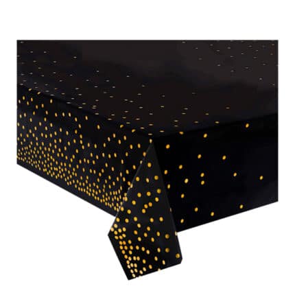 Mantel Negro con Puntos Dorados 173x234 cm