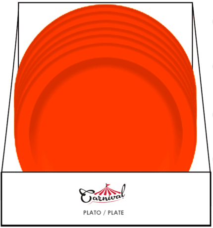 Platos de Cartón Naranja de 7 pulgadas (8 piezas)