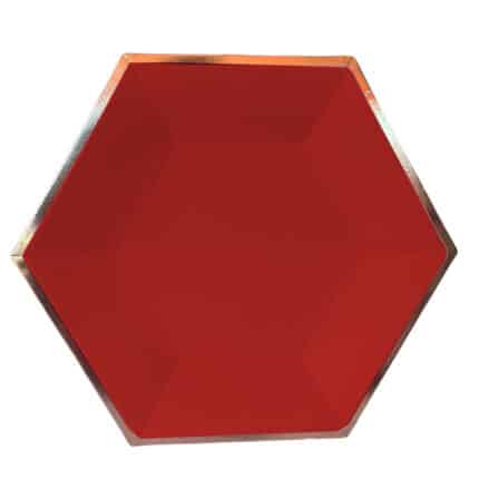 Set de Platos Hexagonales color Rojo 7 Pulgadas (6 Piezas)