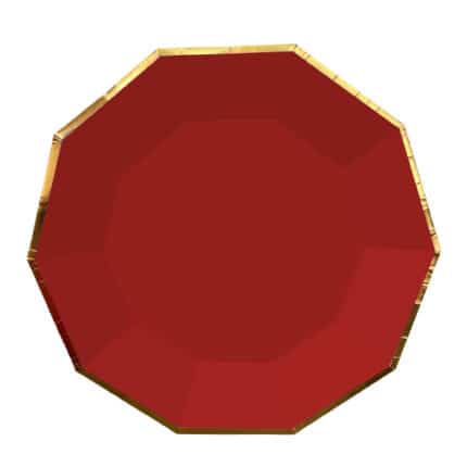 Set de Platos Octagonales Rojo 9 Pulgadas (6 Piezas)