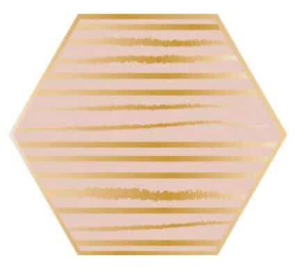 Plato Hexagonal Rosa y Dorado de 7 Pulgadas