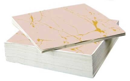 Servilletas Rosa y Dorado 25x25 cm - 12 Piezas