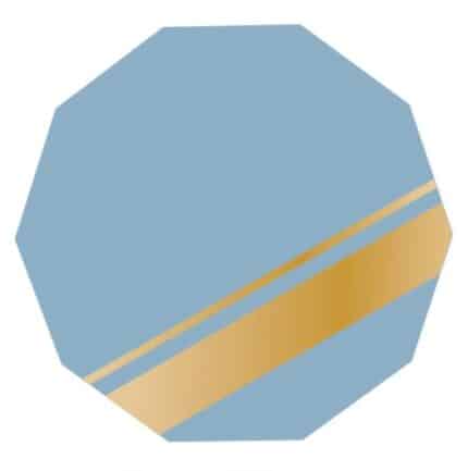 Plato Octagonal de Cartón 9 Pulgadas Azul y Dorado