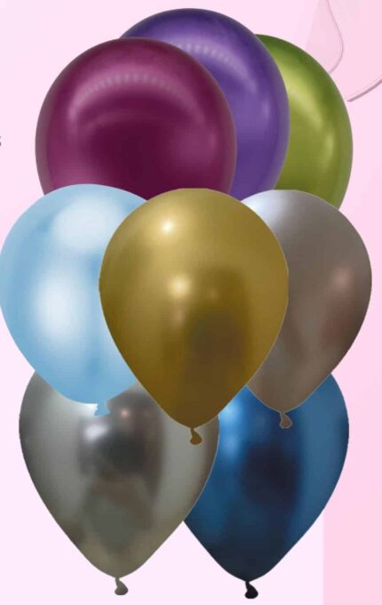 Globos Cromados de Colores Surtidos R12 – Paquete de 25 Unidades